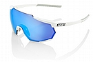 100% Racetrap 2.0 Sunglasses Matte White/HiPER Blue Multilayer Mirror Lens