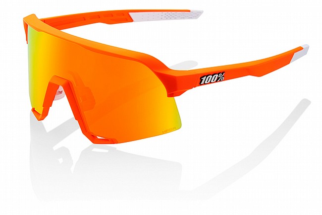 100% S3 Sunglasses Soft Tact Neon Orange - HiPER Red Multilayer Mirro
