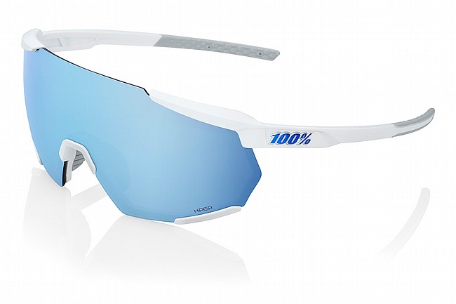 100% Racetrap 3.0 Sunglasses Matte White/HiPER Blue Multilayer Mirror Lens