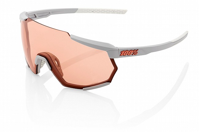100% Racetrap 2.0 Sunglasses Soft Tact Stone Grey/HiPER Coral Lens