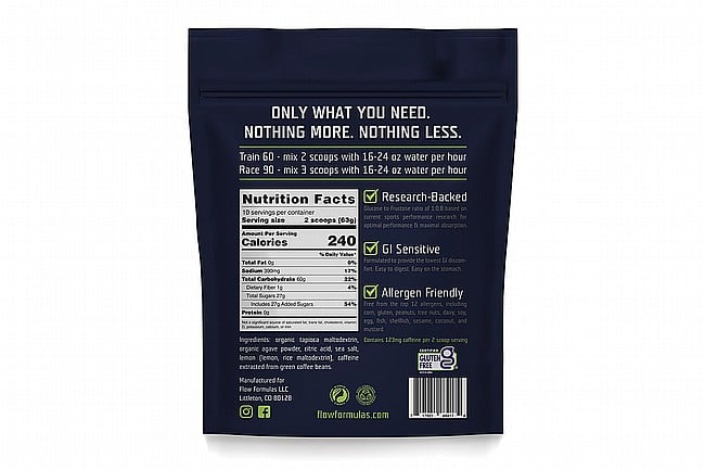 Flow Formulas Endurance Drink Mix (10 Servings Bag) Lemon Lime w/ Caffeine