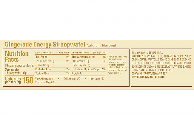GU Energy Stroopwafel (Box of 16) Gingerade Nutrition Facts