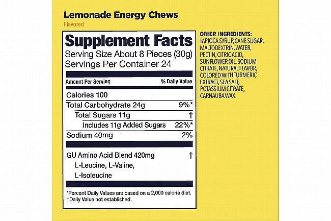 GU Energy Chews (Box of 12) Lemonade