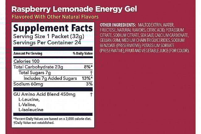 GU Energy Gels (Box of 24) Raspberry Lemonade