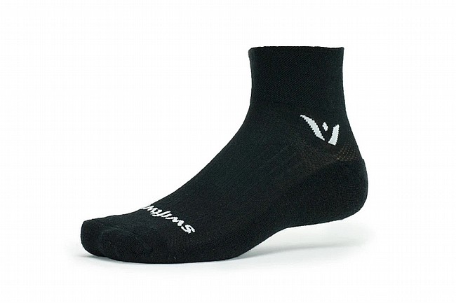 Swiftwick Pursuit Quarter Crew Merino Wool Sock Black