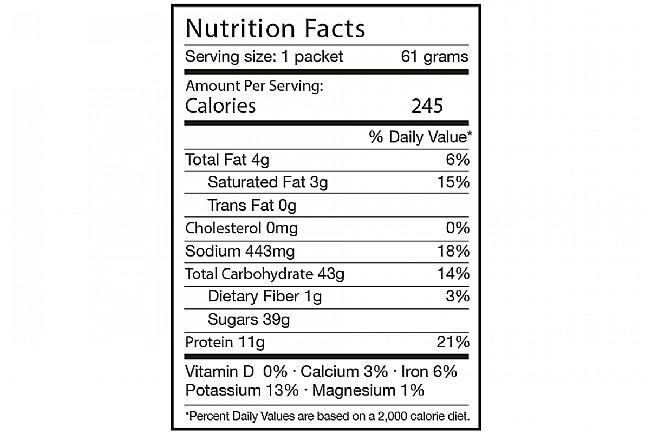 Tailwind Nutrition Rebuild Recovery (12 Single Servings) Chocolate Nutrition Facts