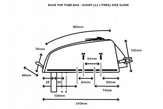 Restrap Race Top Tube Bag Black - Short (1.2L)