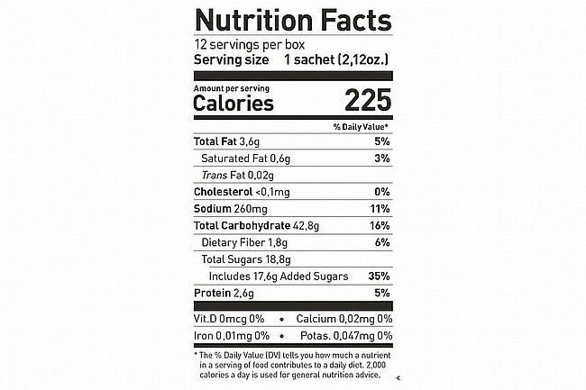 Maurten Fuel Solid 225 Box of 12 Cacao Nutrition Facts