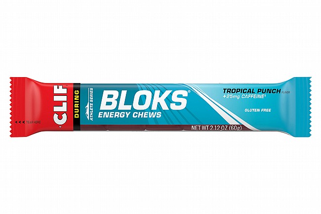 Clif Shot Bloks Energy Chews (Box of 18) Tropical Punch w/ Half Shot Caffeine