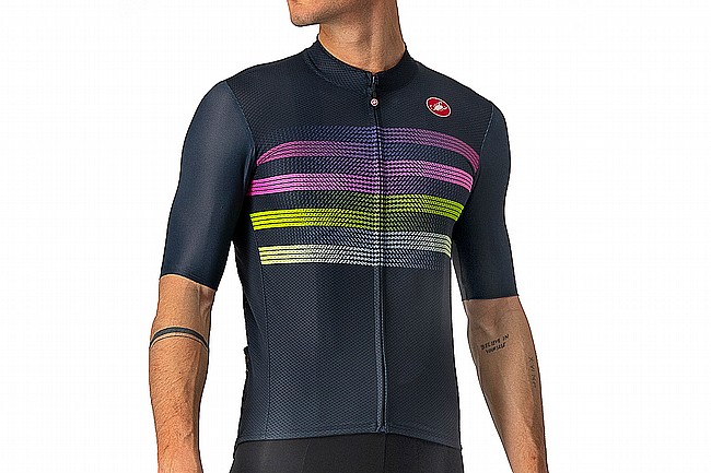 Castelli Mens Endurance Pro Jersey Savile Blue/Pink-Electric Lime