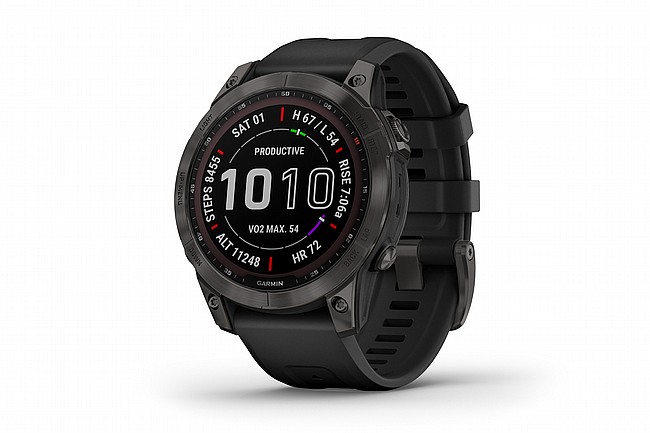 Garmin Fenix 7 Sapphire Solar Titanium GPS Watch Carbon Gray DLC Titanium/Black Band