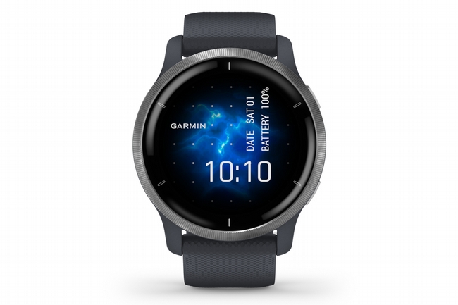 Garmin Venu 2 GPS Smartwatch Silver Bezel w/Granite Blue Case and Silicone Band