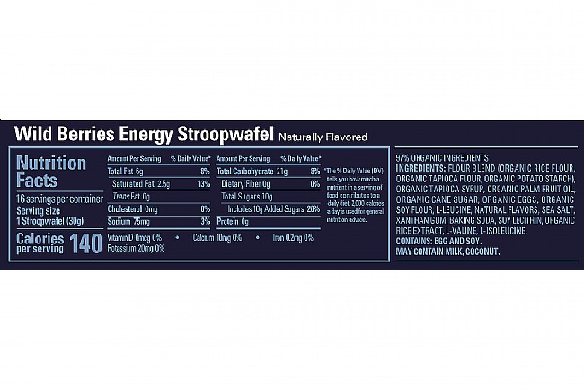GU Energy Stroopwafel (Box of 16) Wild Berries (GF) Nutrition Facts