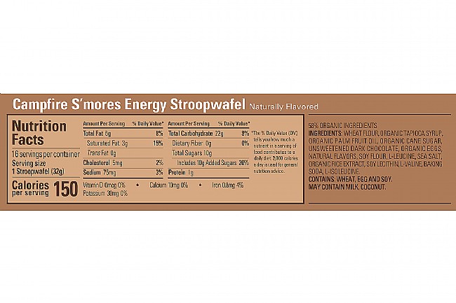 GU Energy Stroopwafel (Box of 16) Campfire Smores Nutrition Facts