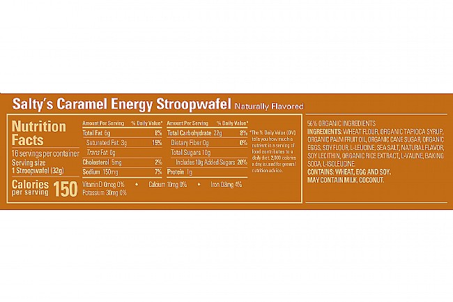 GU Energy Stroopwafel (Box of 16) Salty Caramel Nutrition Facts