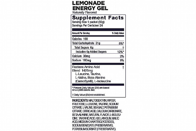 GU Roctane Energy Gel (Box of 24) Lemonade Nutrition Facts