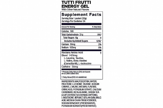 GU Roctane Energy Gel (Box of 24) Tutti Frutti Nutrition Facts