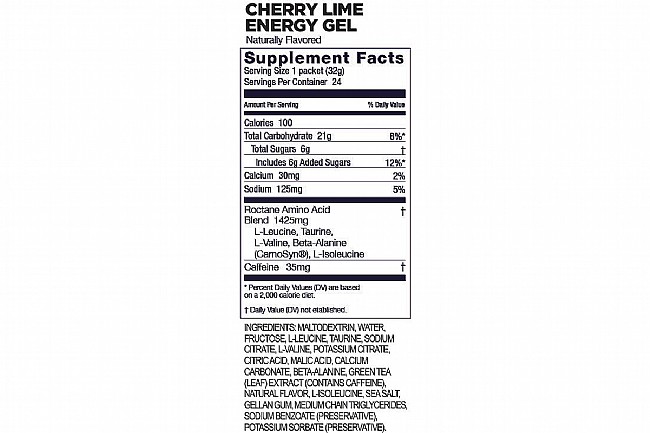 GU Roctane Energy Gel (Box of 24) Cherry Lime Nutrition Facts