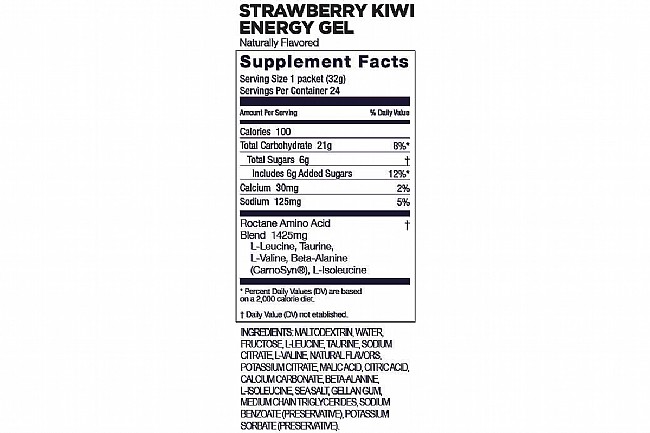GU Roctane Energy Gel (Box of 24) Strawberry Kiwi Nutrition Facts