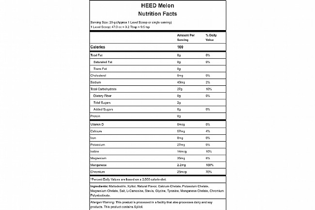Hammer Nutrition HEED (32 Servings) Melon Nutrition Facts