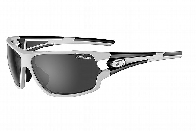 Tifosi Amok Sunglasses White/Black - Smoke/AC Red/Clear Lenses