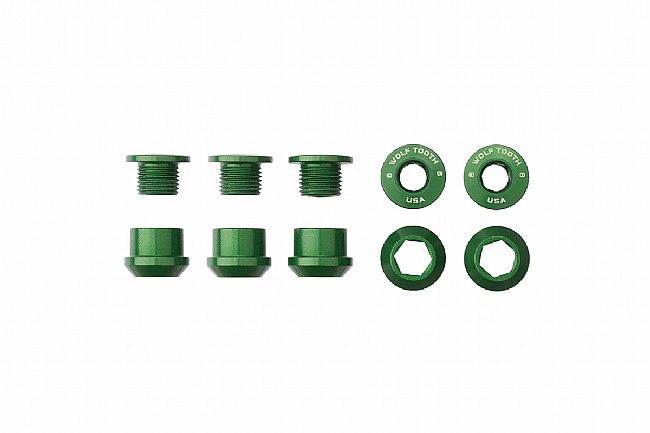 Wolf Tooth Components Set of 5 Alloy Chainring Bolts for 1x Drivetrains Green