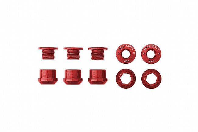 Wolf Tooth Components Set of 5 Alloy Chainring Bolts for 1x Drivetrains Red